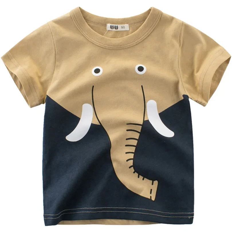 2025 Cartoon Druck Baby Junge Dinosaurier T Shirt Für Sommer Infant Kinder Jungen Mädchen Lion T-Shirts Kleidung Baumwolle Kleinkind Brief tops