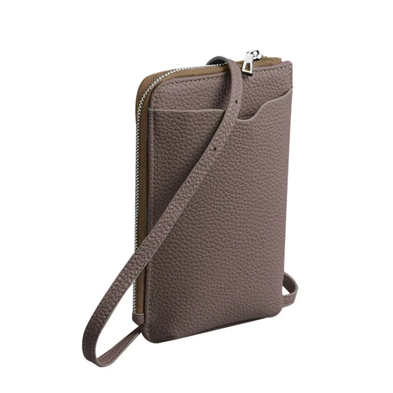 Fashion Genuine Leather Phone Crossbody Bag Women Mini PU Leather Shoulder Messenger Bag 2025 New Ladies Luxury Phone Purse