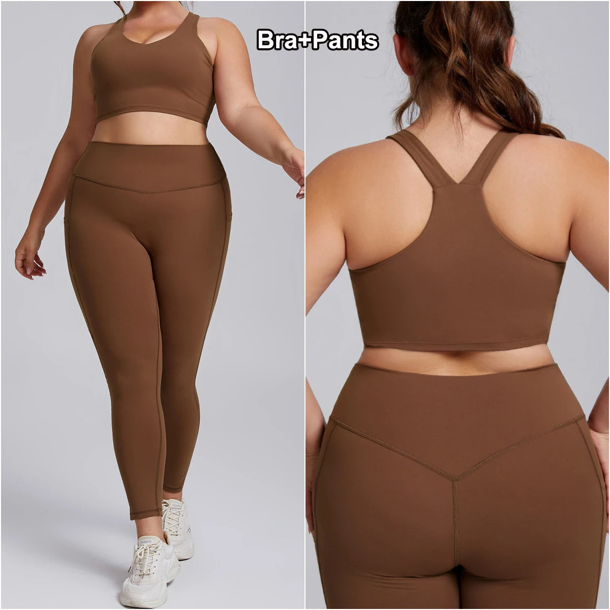 Women Gym Set Plus Size Workout Oufit Curvy Lady Sports Bra Yoga Leggings Oversize Tracksuit XXXL Extended Size Women Clothing