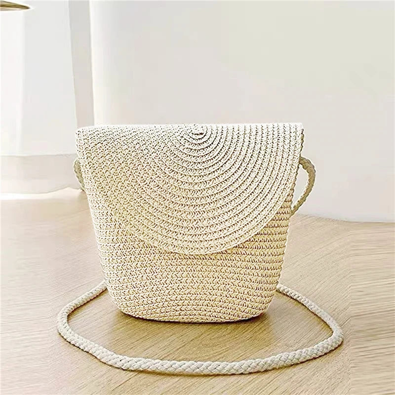 Fashion Woven Straw Bag Handmade Rattan Crossbody Handbags Knit Summer Beach Small Purse Women Shoulder Messenger Bags Wallet