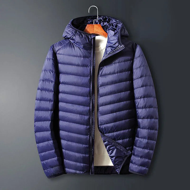 Men's Spring Ultra Lightweight Packable Down Jacket Hooded Breathable Coat Plus Size Men Hoodies Coat Feather Clothing 2024
