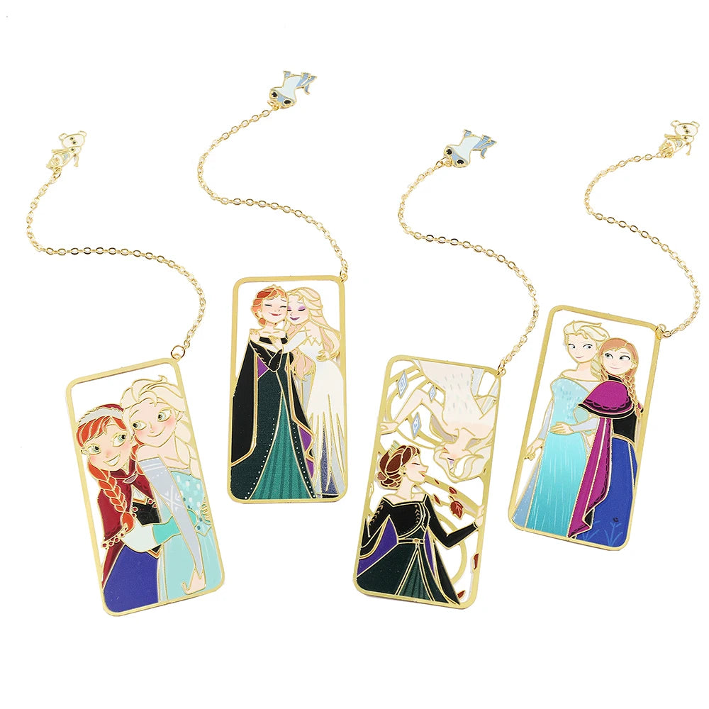 Anime Frozen Elsa Bookmark Princess Reading Page Marker Tools Stationery Cartoon Periphery Metal Fashion Gifts Collect Souvenir