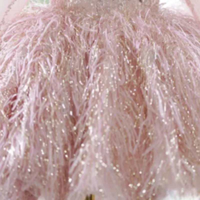 Fashion kids Girl Sequins Feather Dress Puffy Sleeve Pearl Vestido 2-14Y