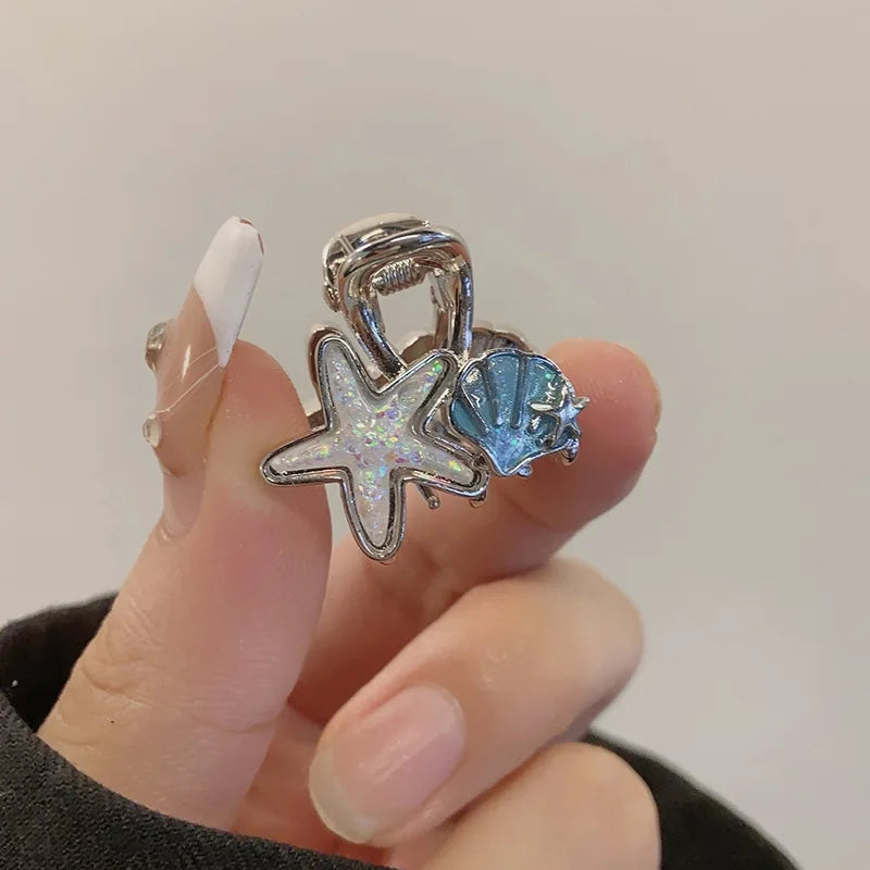 Blue Star Moon Small Claw Women Bangs Side Small Metal Hair Clip Exquisite Compact Girls Spring and Summer Hair Accessories