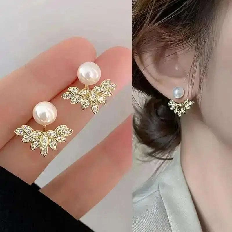 925 Silver Needle Korean Fashion Crystal Heart Earrings For Women Jewelry 2024 Trending Women's Red White Pearl Drop Earrings
