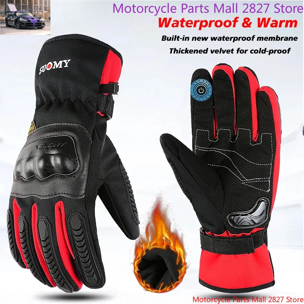 SUOMY Winter Motorradhandschuhe Wasserdichte Warme Motorrad Reithandschuhe Moto Guantes Männer Frauen Motorradfahrer Biker Handschuhe
