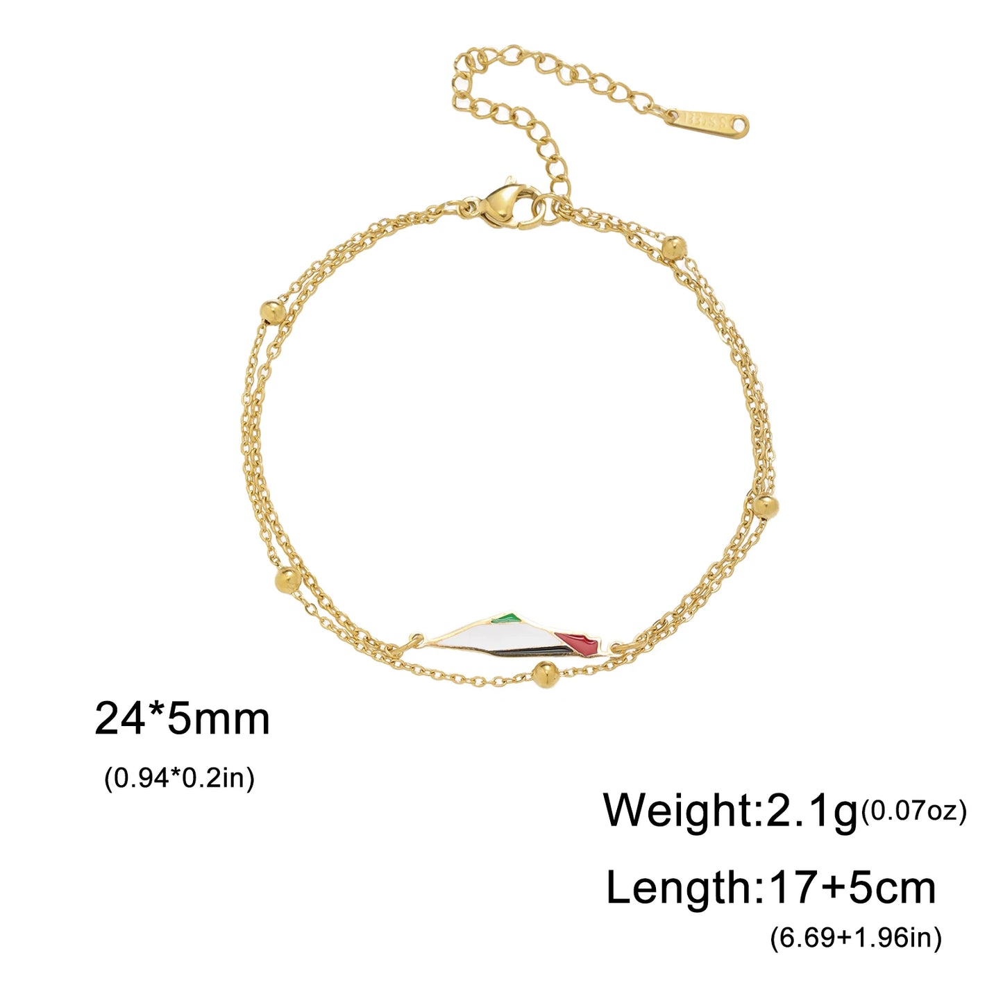 Palestine Flag Braided Rope Bracelets for Women Men Red Black White Green Natural Stone Beads Bracelet Jewelry Gift Wholesale