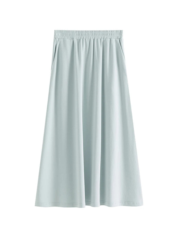 ZIQIAO Petite Relaxing Short Sleeved T-shirt Skirt Set for Women 2024 Summer New Slimming Women Top clothes