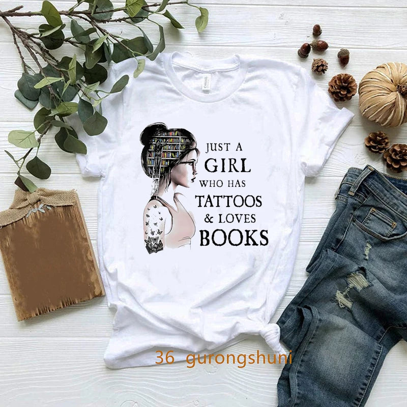 New Nerdy Dirty Inked And Curvy T-Shirt Melanin Black Queen Loves Books T Shirt Women Clothes Short Sleeve 90s Tees Summer Tops