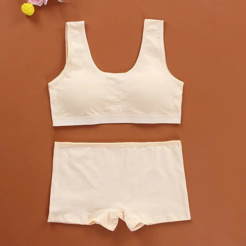 Training Bras Girls Teenage Underwear Set Cotton Girls Topic Panties 8-14 Y