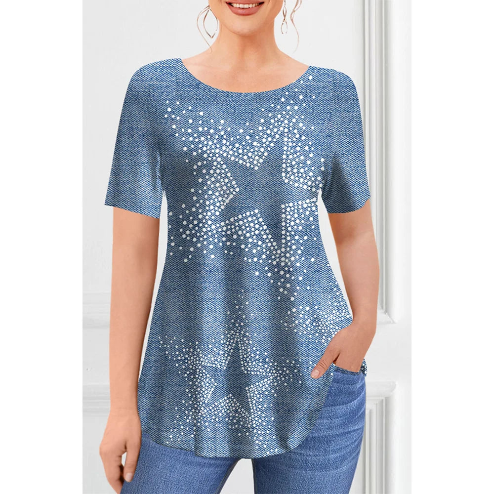 New Women's T-shirt Summer Fashion Short Sleeve Tops Tees Casual Daily Print T Shirt For Women Clothes Plus Sized Girls Clothing