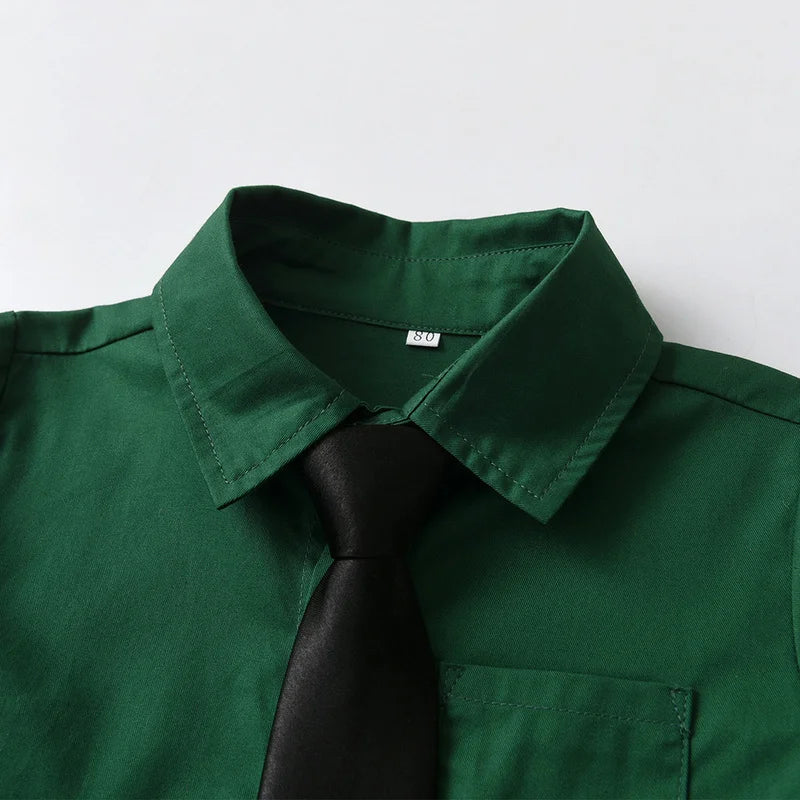 top and top Kids Boys Formal Shirts Toddler Boy Short Sleeve Lapel Casual Tops Children Gentleman Clothing for School Uniform