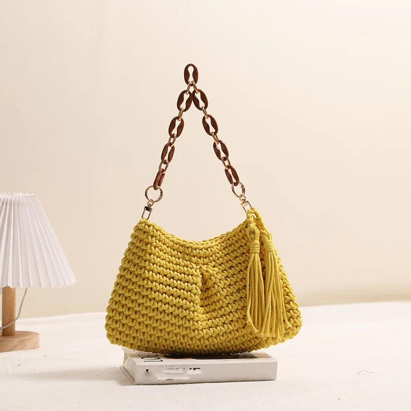 Straw Clutch Purse For Women Woven Beach Bag Summer Crochet Tote Handbag Purse Raffia Bag Casual Rattan Female Shoulder Bag