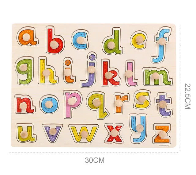 Baby Wooden Grab Board Number Letter Shape Recognition Puzzle Children Early Education Puzzle Toys Montessori Learning TMZ