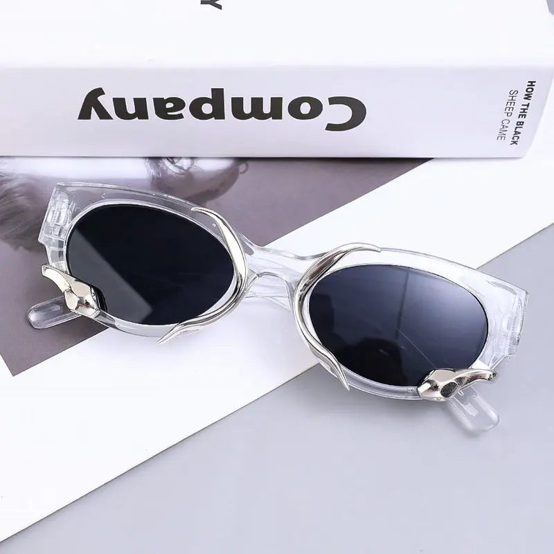 Steampunk Rectangle Sunglasses for Women New Small Frames Punk Snake Sun Glasses Luxury Brand Men Eyewear UV400 Shades Glasses