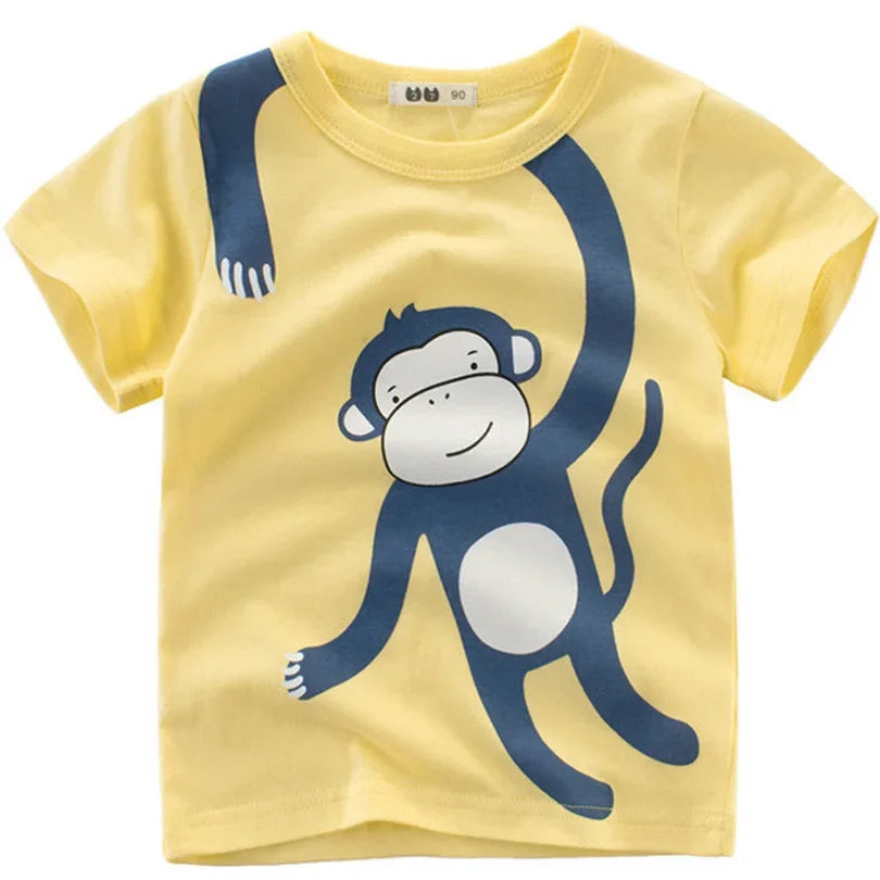 2025 Cartoon Druck Baby Junge Dinosaurier T Shirt Für Sommer Infant Kinder Jungen Mädchen Lion T-Shirts Kleidung Baumwolle Kleinkind Brief tops