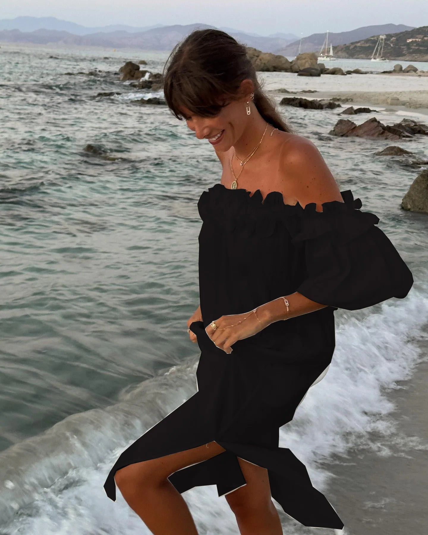 2025 Summer Cotton Linen Women Dress Long White Off The Shoulder Side Split Dresses Female Elegant Casual Trendy Ladies Clothes