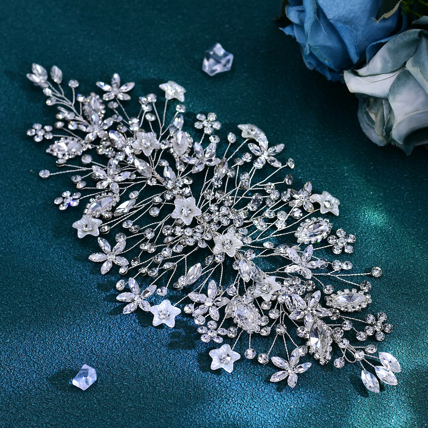 Bridal Shiny Rhinestone Flower Wedding Headwear Silver Color Elegant Bride Hairpiece Fashion Women Hair Accessories HP677