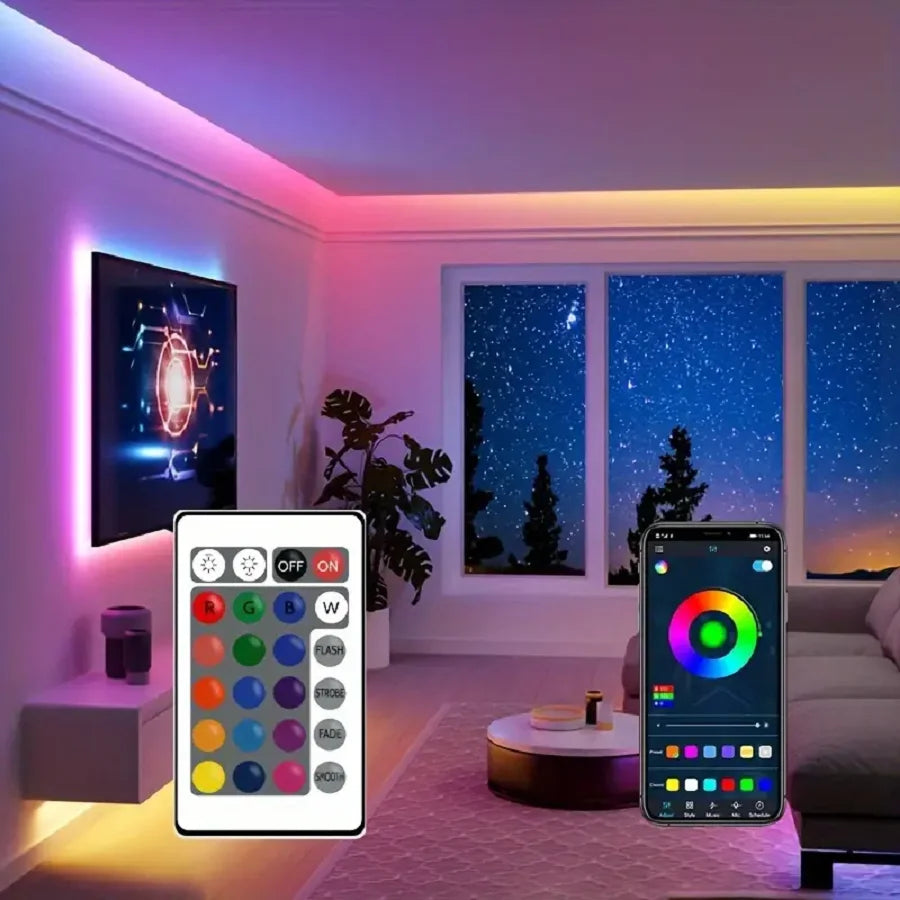 RGB LED Lights APP Control 16leds/M 24 Key Remote DIY Backlight TV Light Belt Flexible Cabinet Light For Room Decoration