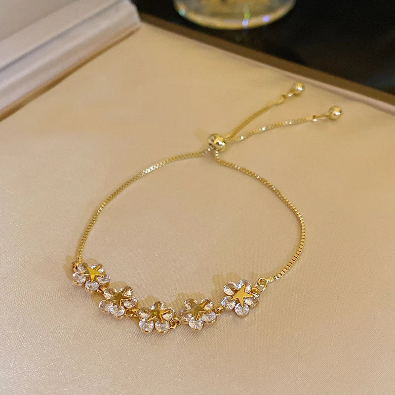 Colorful Zircon Butterfly Drawstring Bracelets For Women Lovely Bowknot Silver Color Adjustable Bracelets Jewelry Birthday Gifts