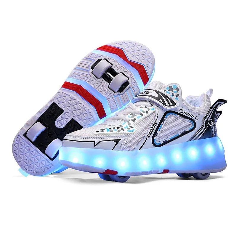 Roller Skate Shoes 4 Wheels Sneakers Children Boys Gift Girls Fashion Sports Casual Led Flashing Light Kids Toys Boots