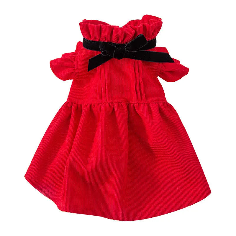 Dog Dress Pet Dog Clothes Luxury Puppy Skirt Retro Dog Bow Christmas Pet Dog Costume Chihuahua Pug Fench Bulldog Apparel Dresses