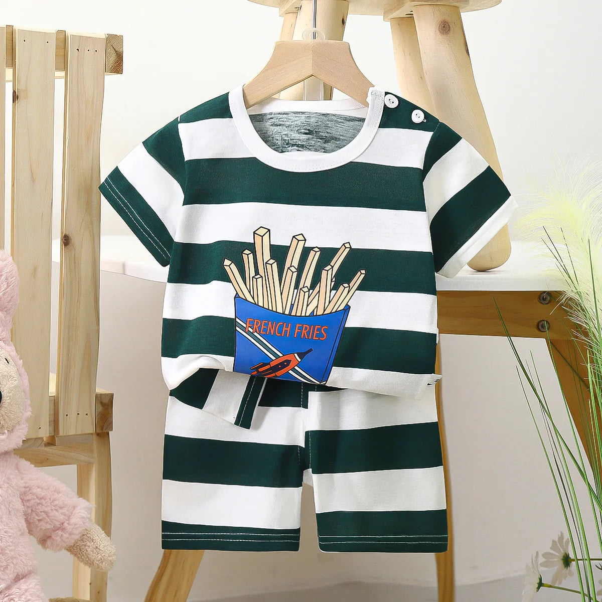 Summer Boys Girls Clothes Set T-shirt+pants 2pcs Children's Clothing Fashion pink Baby OutSet Newborn Baby Suit