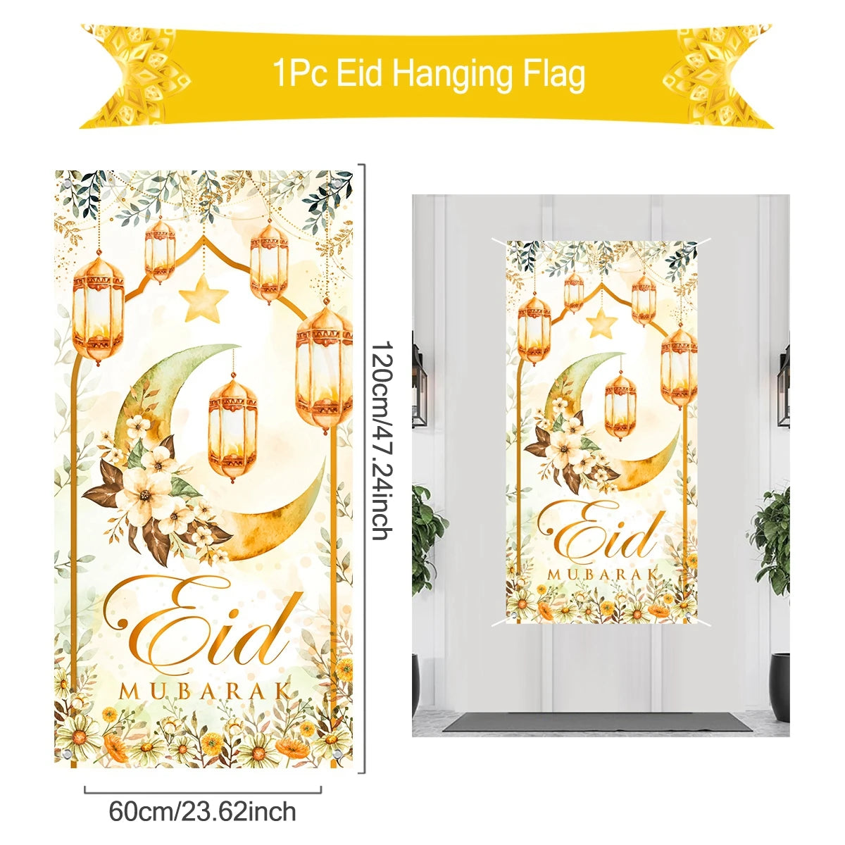 Ramadan Hanging Flag Ramadan Kareem Decoration For Home 2025 Aid EID Mubarak Muslim Islamic Festival Eid Al-fitr Party Supplies