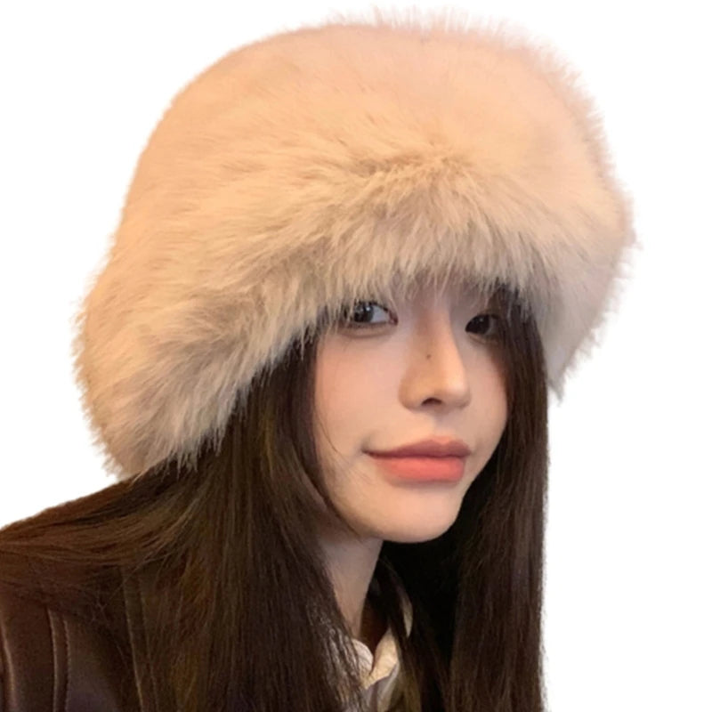 Mode Plüsch Eimer Hut für Frau Shopping Reise Fischer Hut Russische DXAA