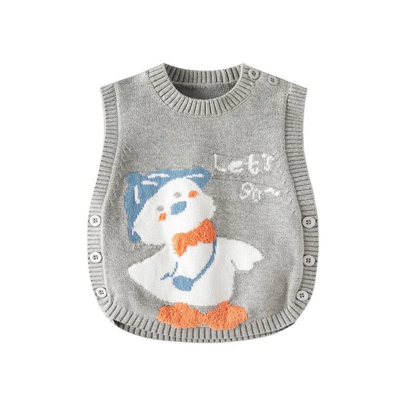 Baby Jungen Mädchen Pullover Weste Herbst 2024 Kinder Stricken Weste Pullover Kinder Kleinkind Kleidung Oansatz Ärmellose Cartoon Gestrickte 0-4y