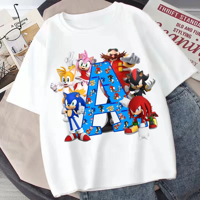 Sonics Kinder Sommer Baumwolle T-shirt Jungen Kurzarm Tops Anime Gedruckt Kleidung Kinder Cartoon Nette T-shirt Kleidung Weihnachten Geschenke 2025