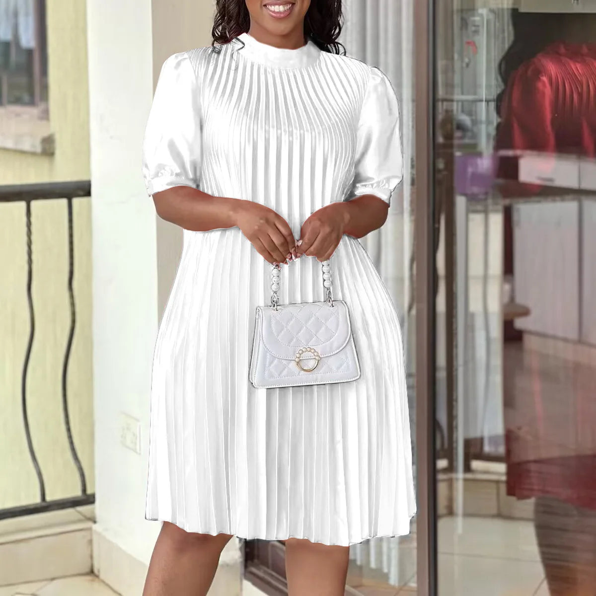 FairyShely Solid 2025 Short Sleeve Plus Size Dress Women Large Big Loose Folds Dresses Lady Summer Party Tight Curvy Dress