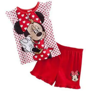 Neue Sommer Kinder Jungen Mädchen Kleidung Baby Baumwolle Prinzessin Pyjamas Sommer Kurzarm Set Cartoon Minnie Kinder Nachtwäsche