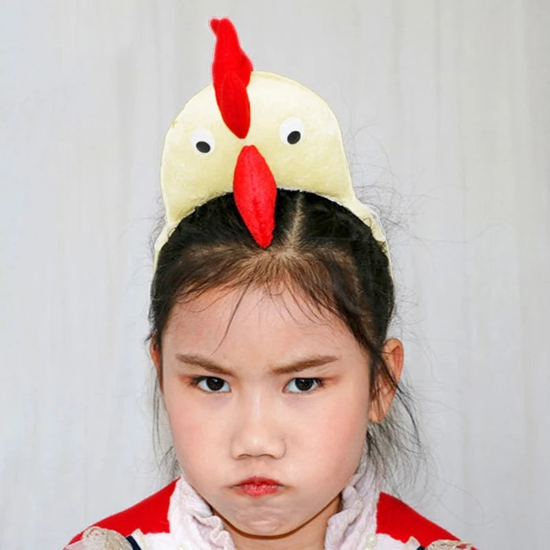 Adult Kids Funny Chicken Rooster Headband Lovely Cartoon Animal Hair Hoop for Easter Festive Party Daily Wear Wide Headpiece