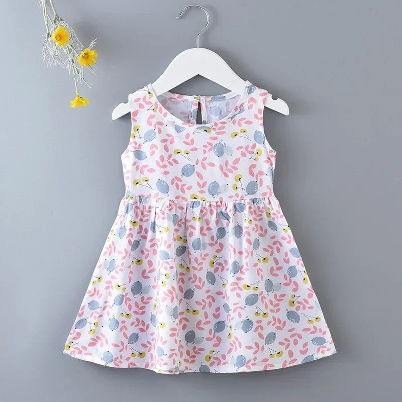 Girls Summer Dress Sleeveless Cute Print