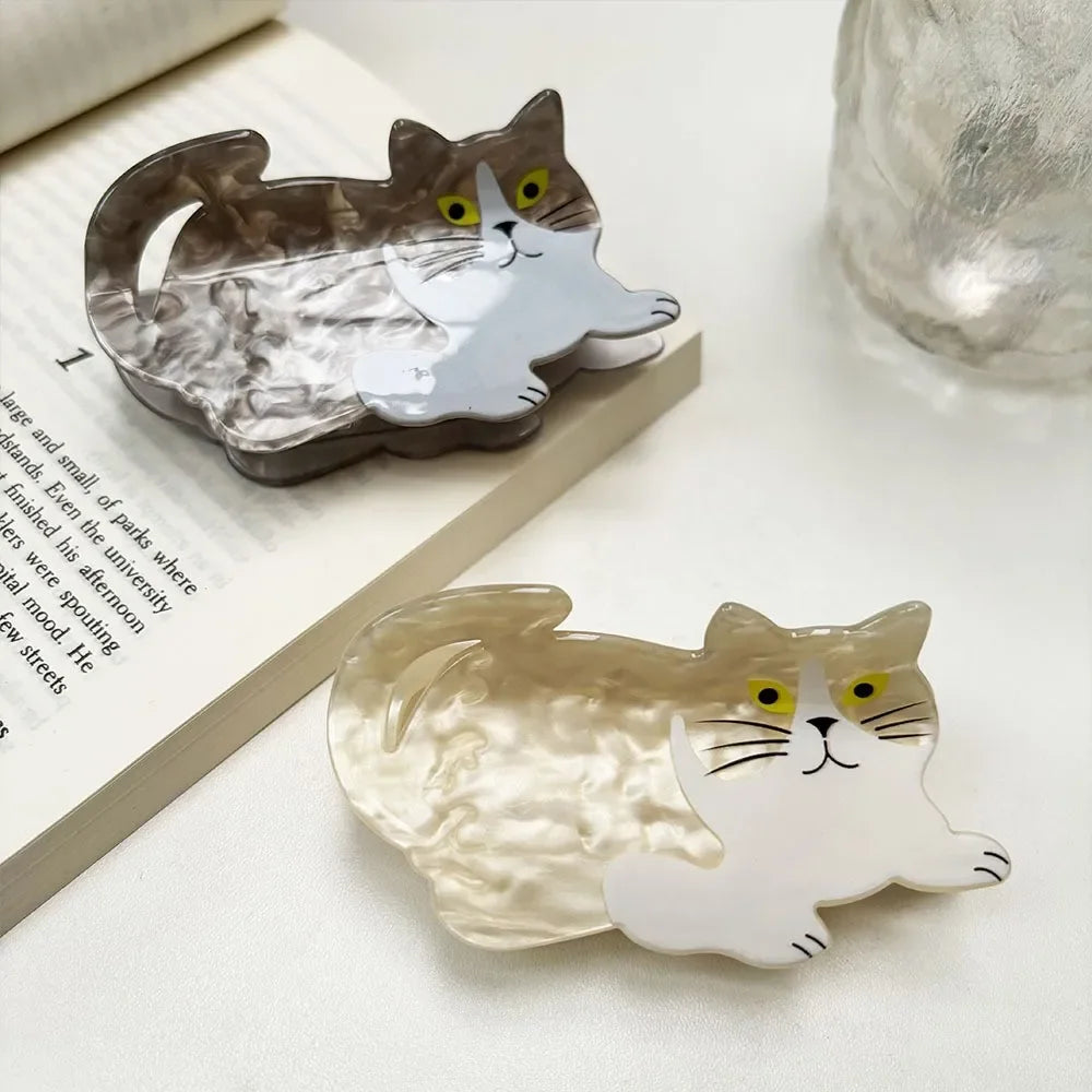 Refreshing World New Kitten Hair Claw Cute Cat Design Acrylic Hair Claw Clips Hair Accessories for Women Girls