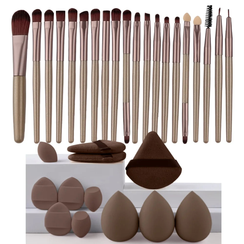 12/32pcs Makeup brush and sponge set Professional Makeup brush Set Beauty Blender Triangle Powder Puff Clean Powder Puff