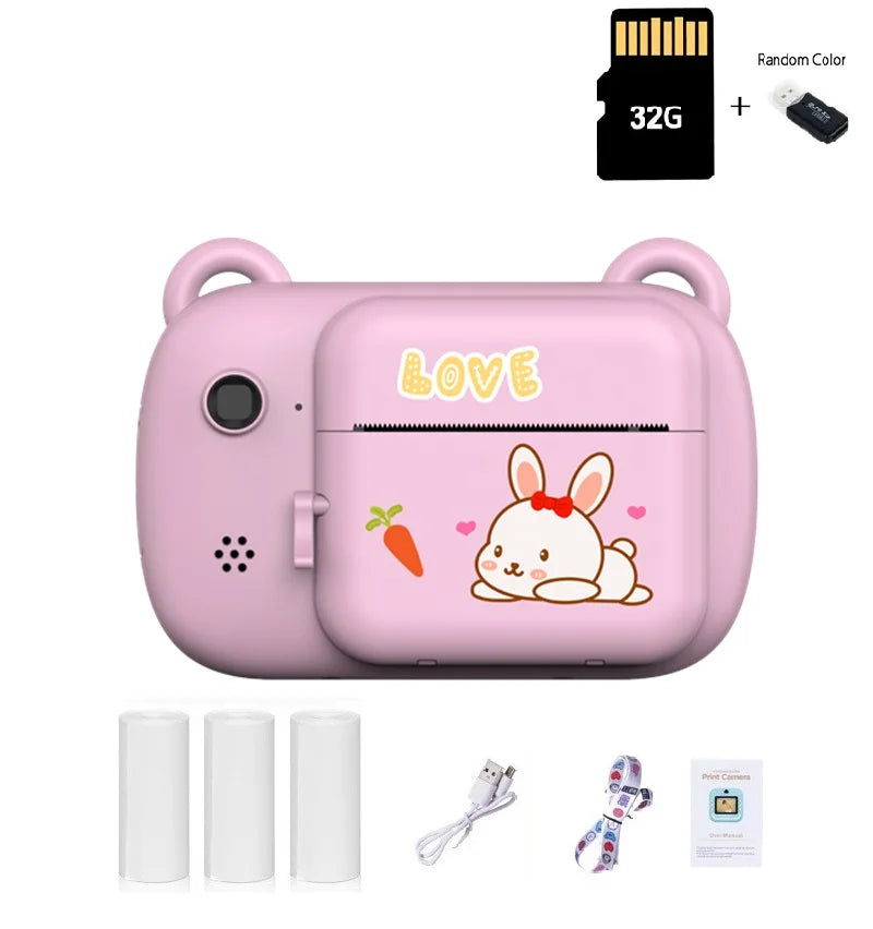 Children Digital Camera Instant Print Camera 1080P HD Digital Camera Support Multilingual Portable Children Outdoors Camera Toys