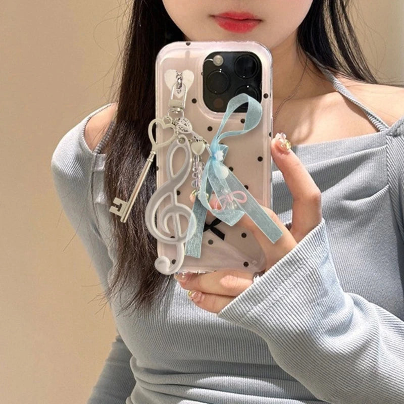 Resin Bowknot Note Keychain Creative Key Ornament Bag Pendant Suitable for Youthful Adults and Music Enthusiasts Present