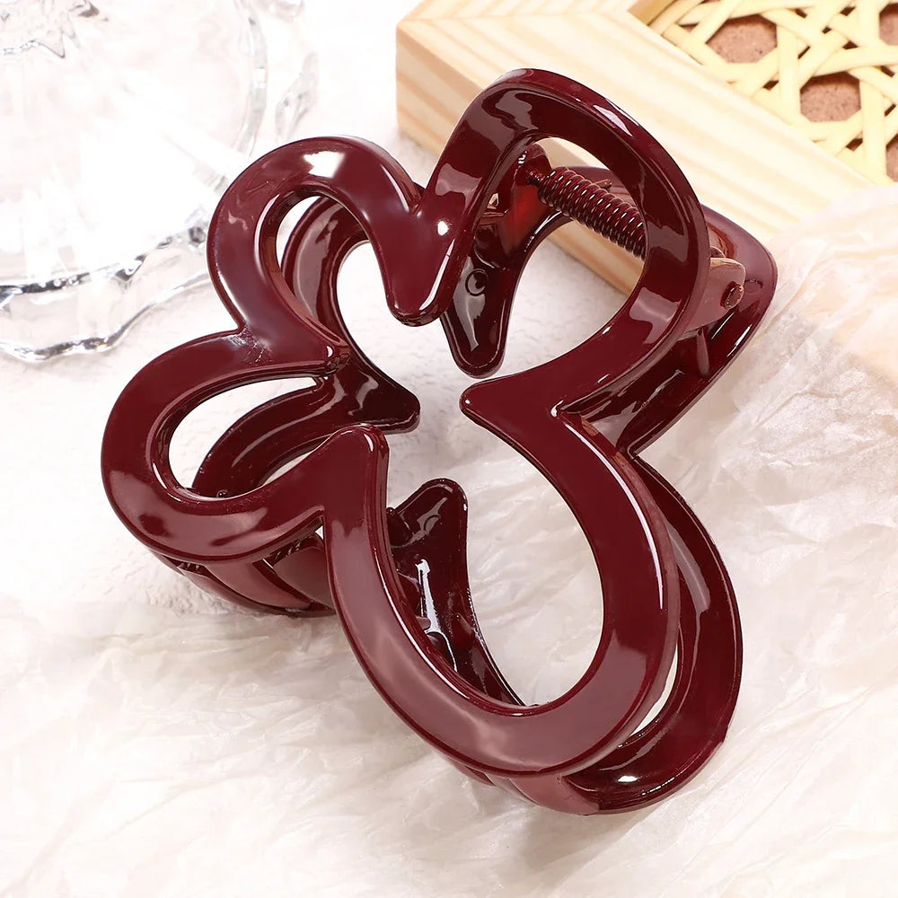 Elegant Geometric Large Ankola Red Hair Claws for Women Girls 2025 New Year Barrettes Hairpins Hair Grab Shark Clip Accessories