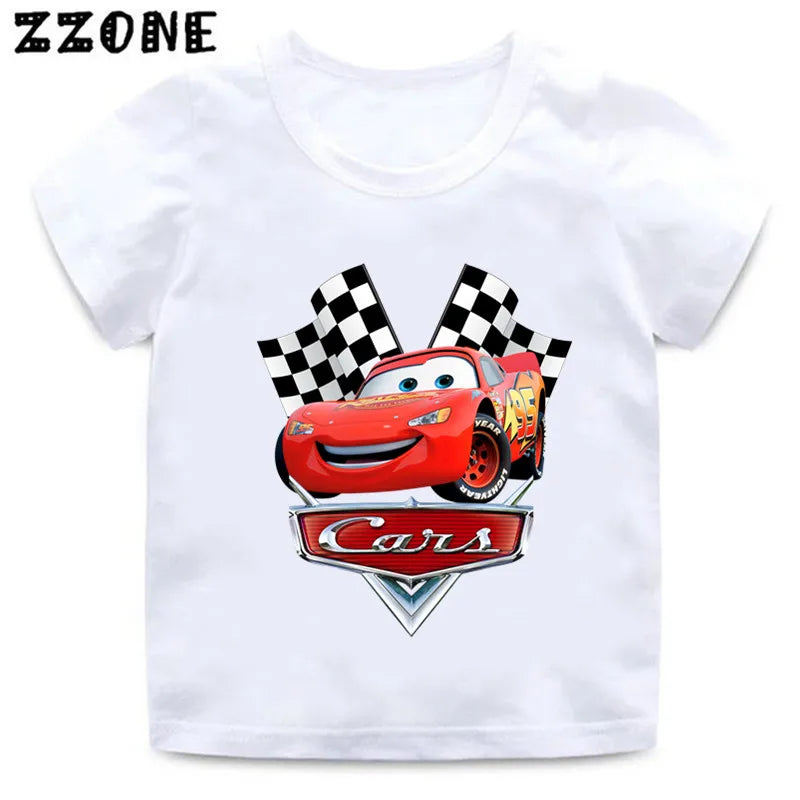 Hot Sale Car Pixar Lightning McQueen Print Cartoon Kids T-Shirts Girls Clothes Baby Boys T shirt Summer Children Tops,ooo5534