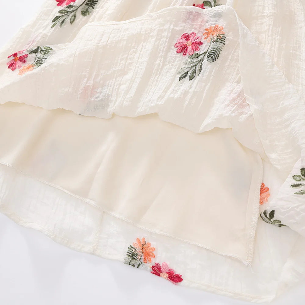 Sleeveless Baby Girls Casual Dress 2024 New Children's Summer Clothing Fashion Embroidery Kids Costume Chiffon Princess Dress