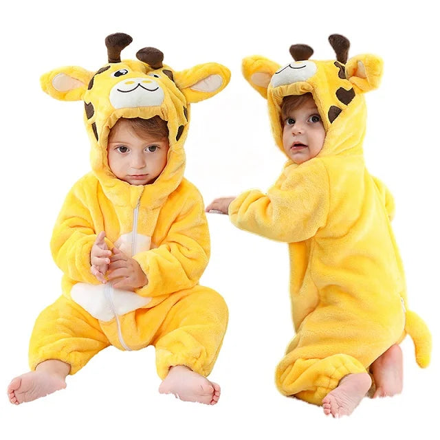 MICHLEY Halloween Baby Strampler Winterkleidung Flanell Kapuzen Bodys Pyjamas Tiere Overall Jumpsuit für Mädchen Jungen Kinder