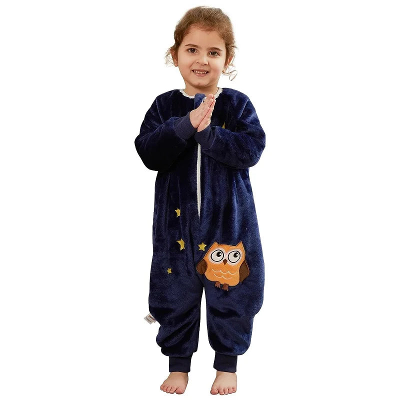 MICHLEY Cartoon Flannel Children Baby Sleeping Bag Sack Warm Winter Clothes Toddler Sleepsack Pajamas For Girls Boys Kids 1-6T