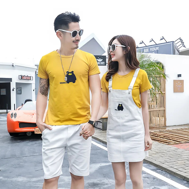 Passende Familien-Outfits Sommer Mama Tochter Trägerkleider Papa Sohn Baumwoll-T-Shirt und Shorts Urlaub Passende Paar-Kleidung Meer