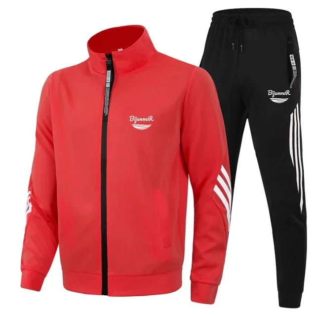 High Quality Running cardigan slim-fit Sweatshirt+Sweatpants 2 Piece Sets Outdoor Sports Casual Sportswear Brand Spring Autumn