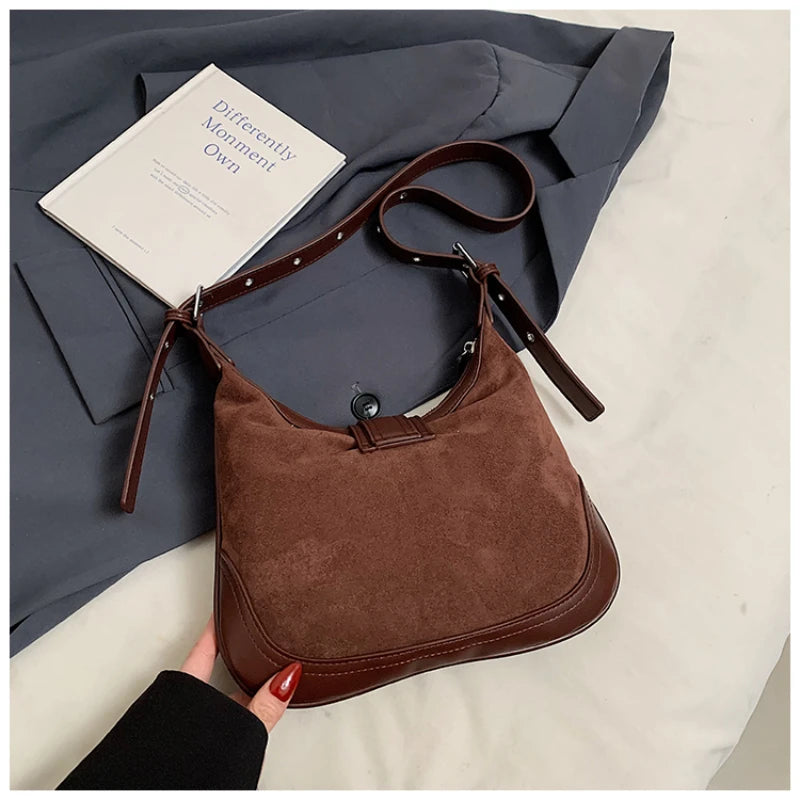 Retro Frosted Large Bag for Women 2024 New Autumn and Winter Niche Versatile Casual Crossbody Bag Large Capacity Commuting Bag