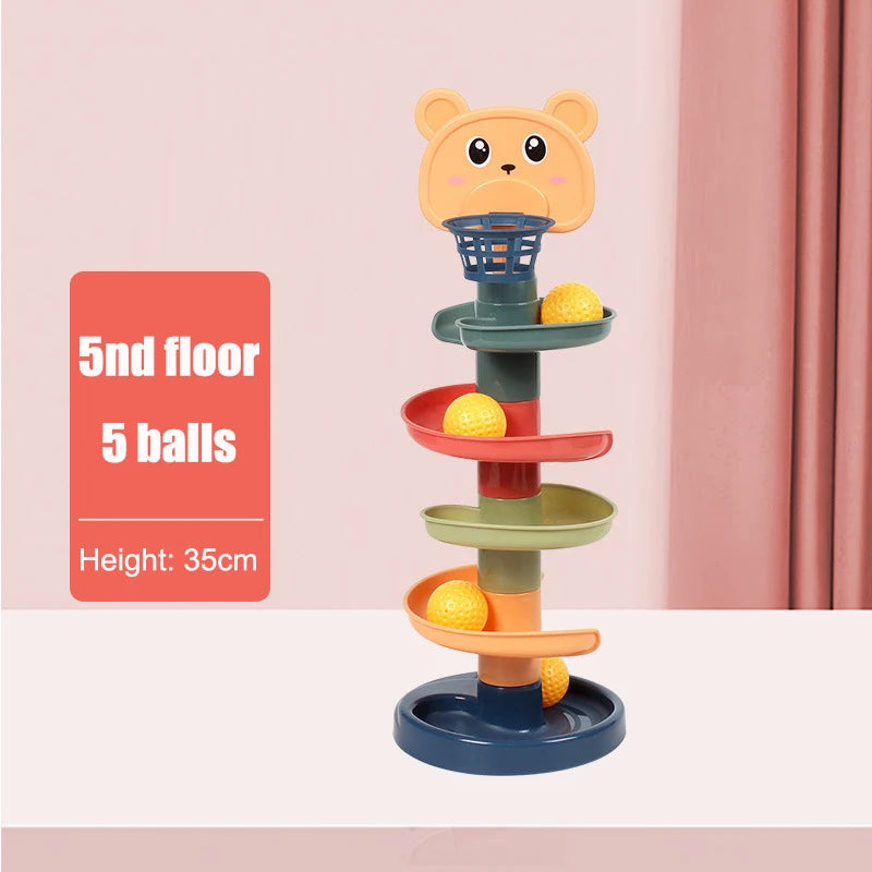 Montessori Baby Toys Rolling Ball Pile Tower Finger Skill Training Educational Games Rotating Stacking Track Infants Development
