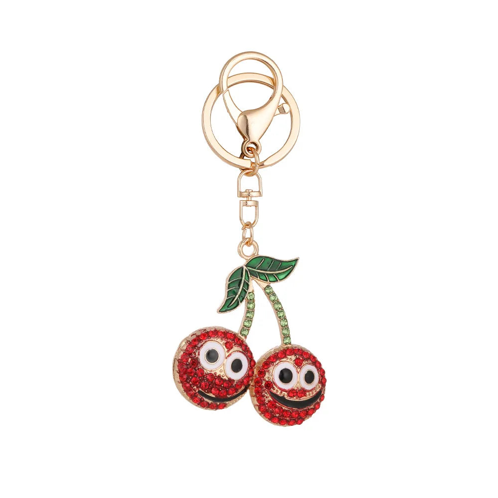 Cute Cherry Pendants Women's Bag Charms Gold Plated Keychains Bag Accessories