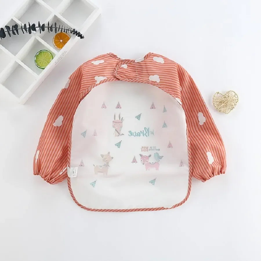1 Stücke Wasserdichte Essen Smock Infant Kleinkind Baby Cartoon Langarm Kunst Schürze Tier Smock Weiche Baby Lätzchen Spuckkleidung